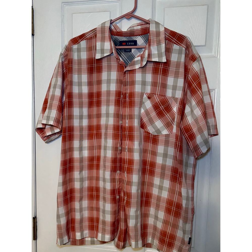 Cova plaid men’s button down short sleeve shirt size XL